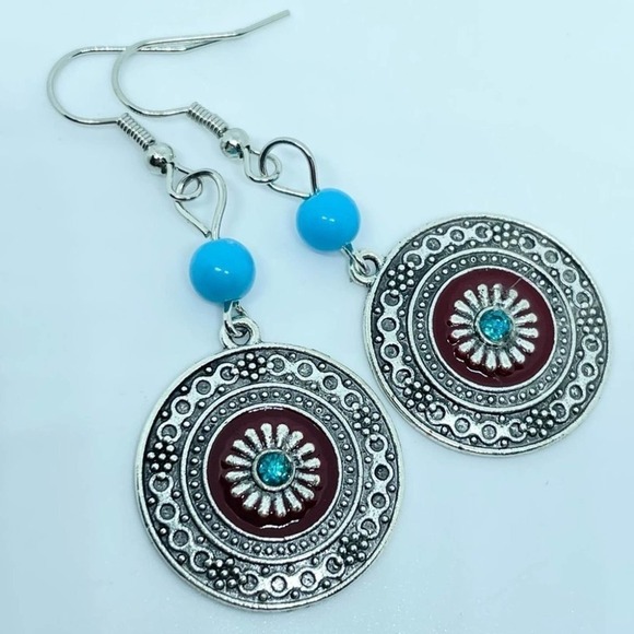 Dangle Earrings with Enamel Detail - Picture 9 of 10